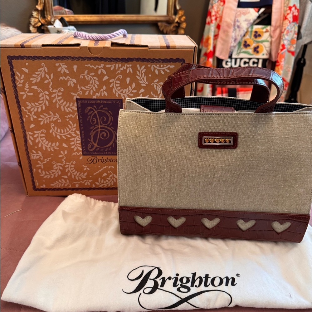 Brighton Cream and Brown Tote Bag with Elegant Detailing